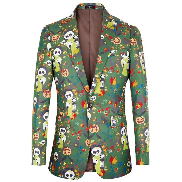 mens jacket slim fit Halloween print floral Men suits blazer euro plus size 4XL Tuxedo prom men clothing