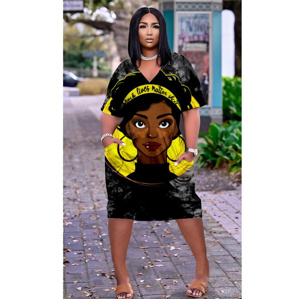 3D Printing Summer New Ethnic Style Loose Waist Urban Casual Loose Pullover Dress