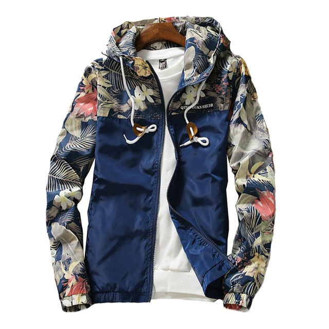 Floral Bomber Jacket Men Hip Hop Slim Fit Flowers Pilot Bomber Jacket Coat Men's Hooded Jackets Plus Size 4XL