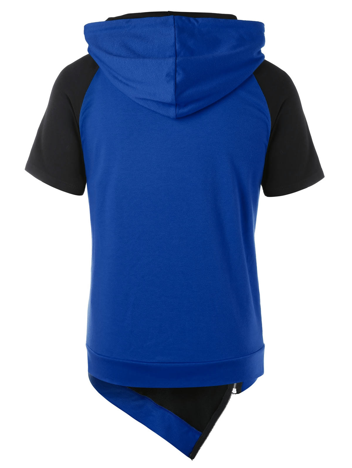 Short Sleeve Drawstring Color Blocking Hoodie