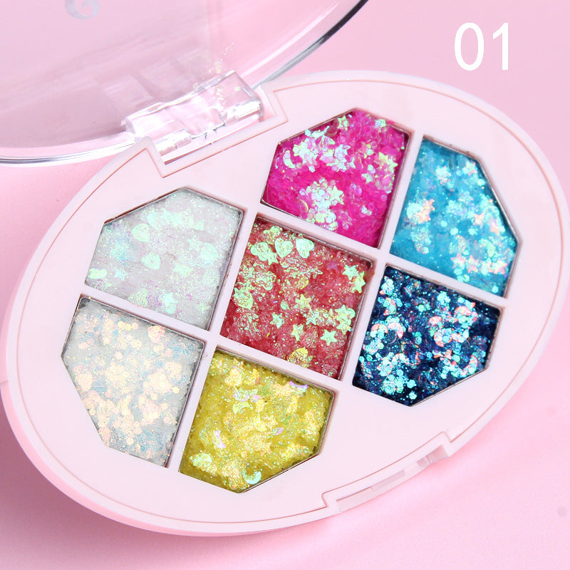 CmaaDu Seven-color glue-free sequins diy eye shadow gel diamond bride children's stage makeup