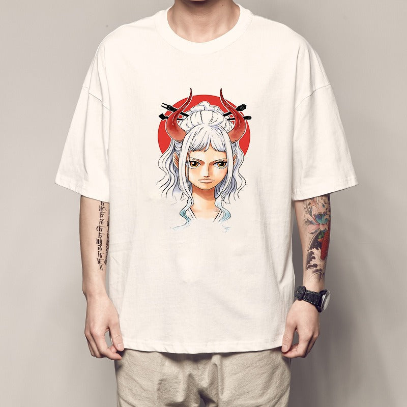 One Piece King Printed T-shirt Light Moon Oda Short Sleeves and Country of Warcraft Kai Duo Anime Surrounding Short Sleeves