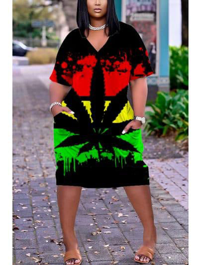 3D Printing Summer New Ethnic Style Loose Waist Urban Casual Loose Pullover Dress