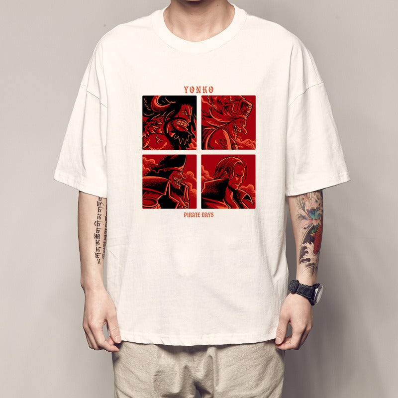 One Piece King Printed T-shirt Light Moon Oda Short Sleeves and Country of Warcraft Kai Duo Anime Surrounding Short Sleeves