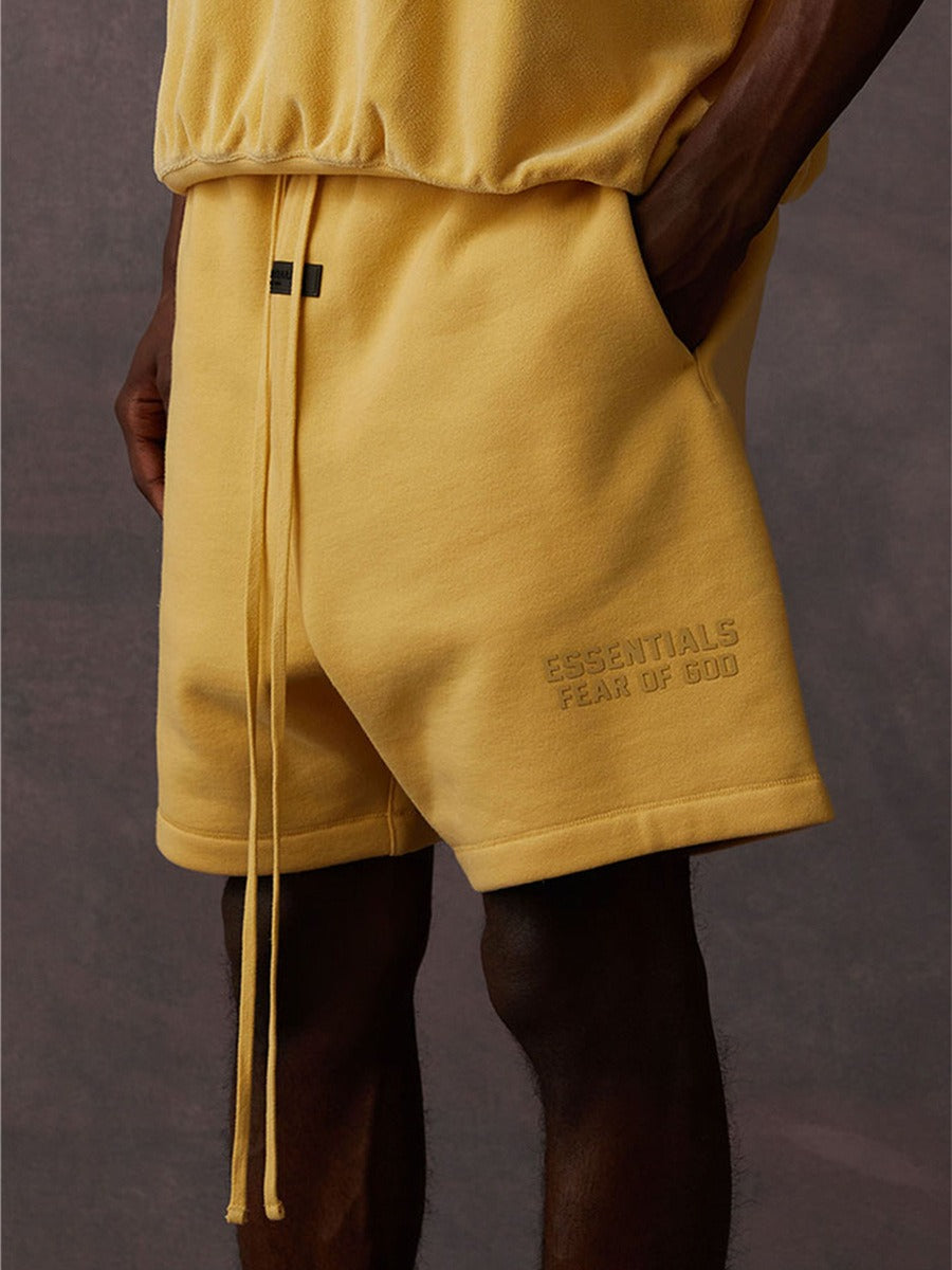 FOG FEAR OF GOD DOUBLE LINE ESSENTIALS SS23 Silicone Letter Printed High Street Loose Shorts for Men