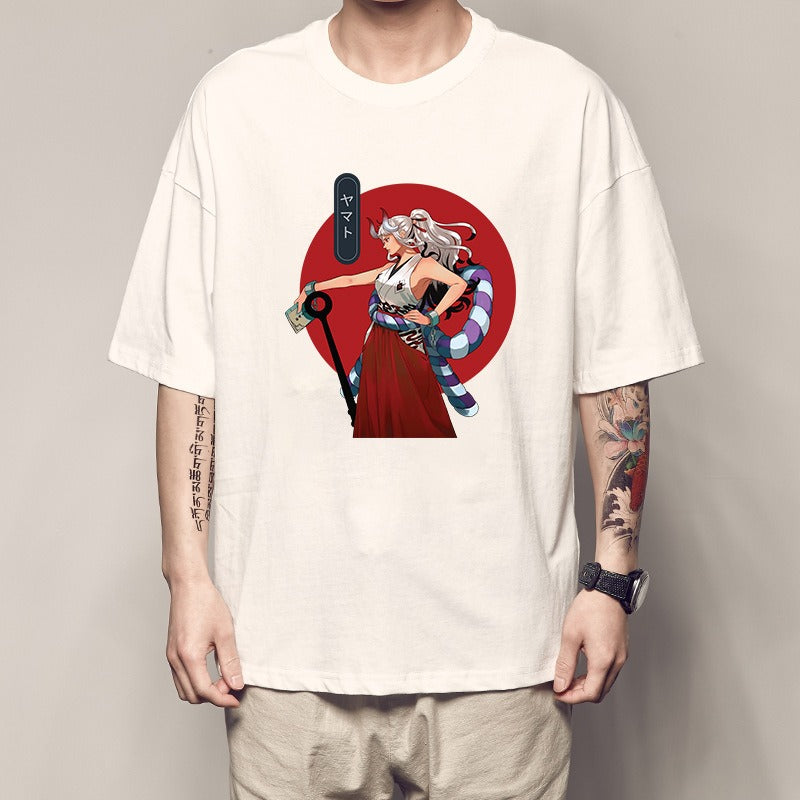 One Piece King Printed T-shirt Light Moon Oda Short Sleeves and Country of Warcraft Kai Duo Anime Surrounding Short Sleeves