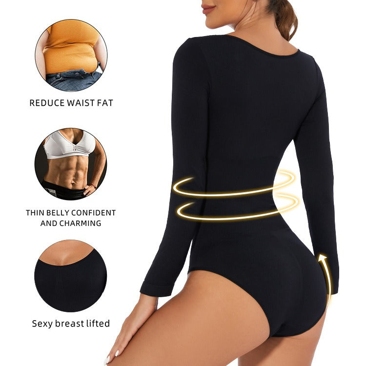 Bodysuit Body Hugging Body Lifting Body Shaping Women's Bodysuit Long Sleeve Body Slimming Cloth Body Shaping
