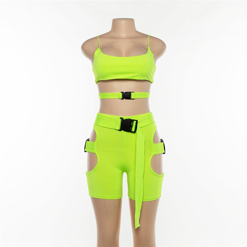 Neon Green Two Piece Set Top and Pants Tracksuit