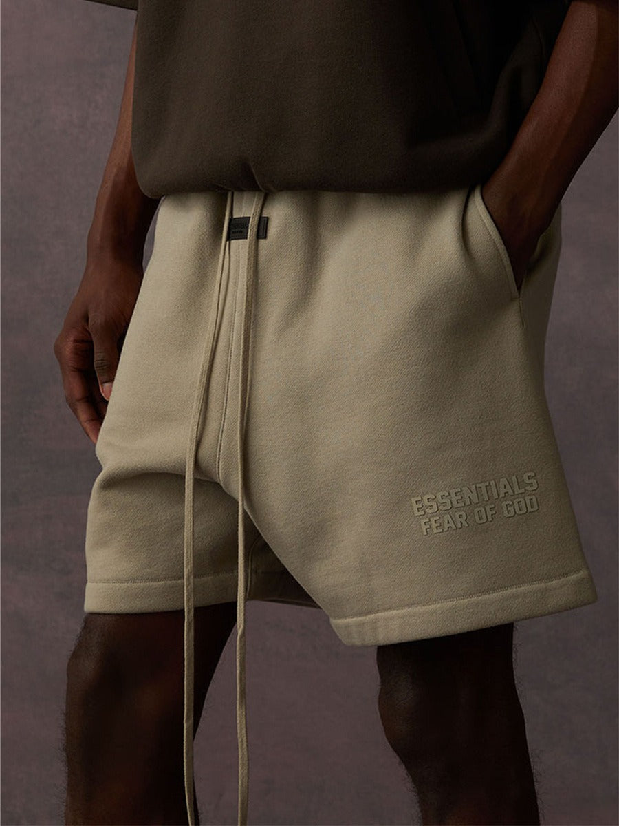FOG FEAR OF GOD DOUBLE LINE ESSENTIALS SS23 Silicone Letter Printed High Street Loose Shorts for Men