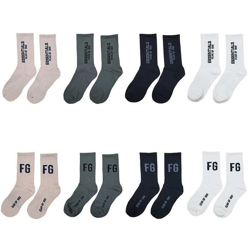 FEAR OF GOD Long Tube Socks Fog Double Thread Essentials Medium Tube Socks for Men and Womens Sports High Street Trend Ins