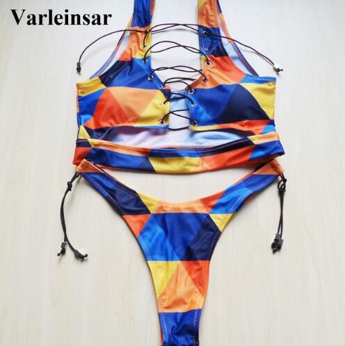 African Sexy Thong Bikini Lace Up Swimwear Two Pieces Swimsuit Bathing Suit