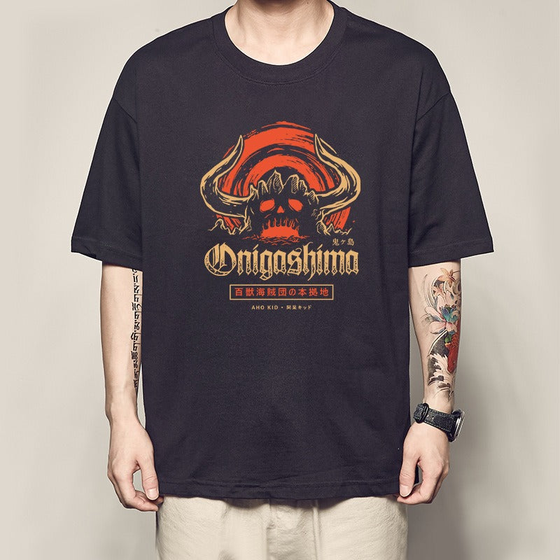 One Piece King Printed T-shirt Light Moon Oda Short Sleeves and Country of Warcraft Kai Duo Anime Surrounding Short Sleeves