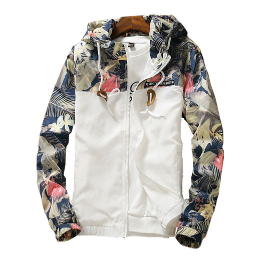 Floral Bomber Jacket Men Hip Hop Slim Fit Flowers Pilot Bomber Jacket Coat Men's Hooded Jackets Plus Size 4XL