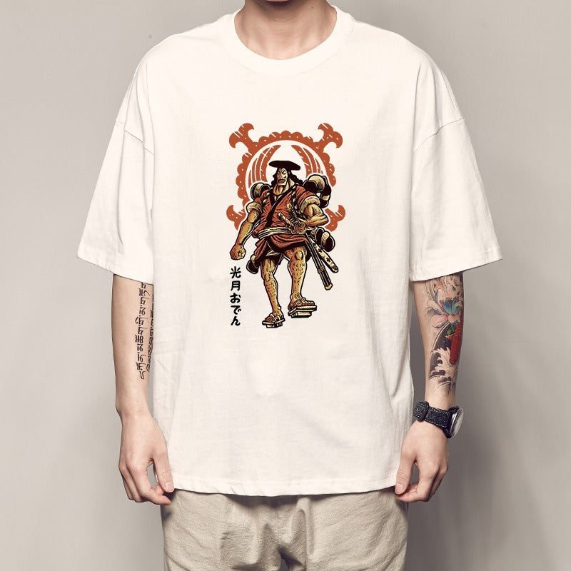 One Piece King Printed T-shirt Light Moon Oda Short Sleeves and Country of Warcraft Kai Duo Anime Surrounding Short Sleeves