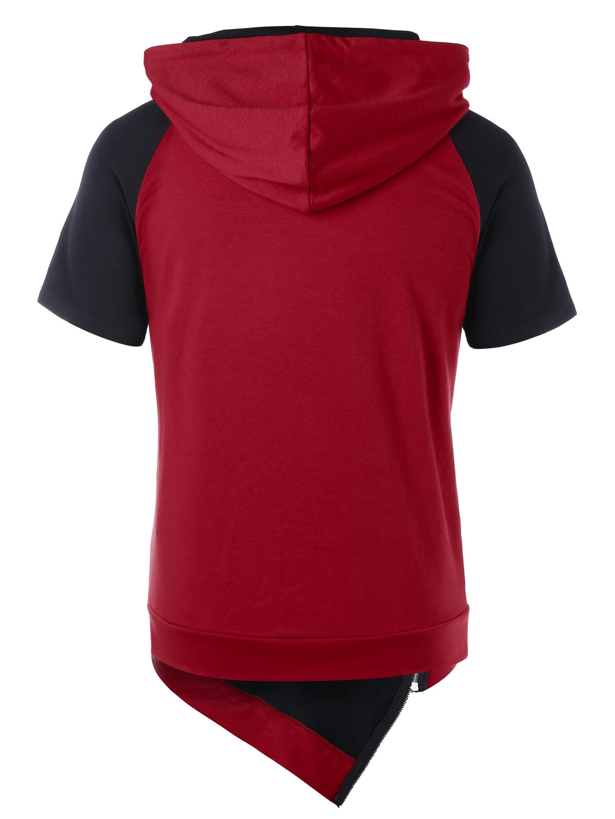 Short Sleeve Drawstring Color Blocking Hoodie