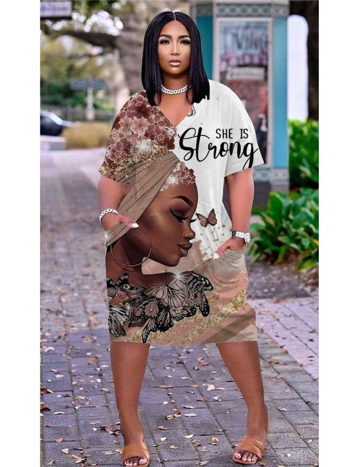 3D Printing Summer New Ethnic Style Loose Waist Urban Casual Loose Pullover Dress