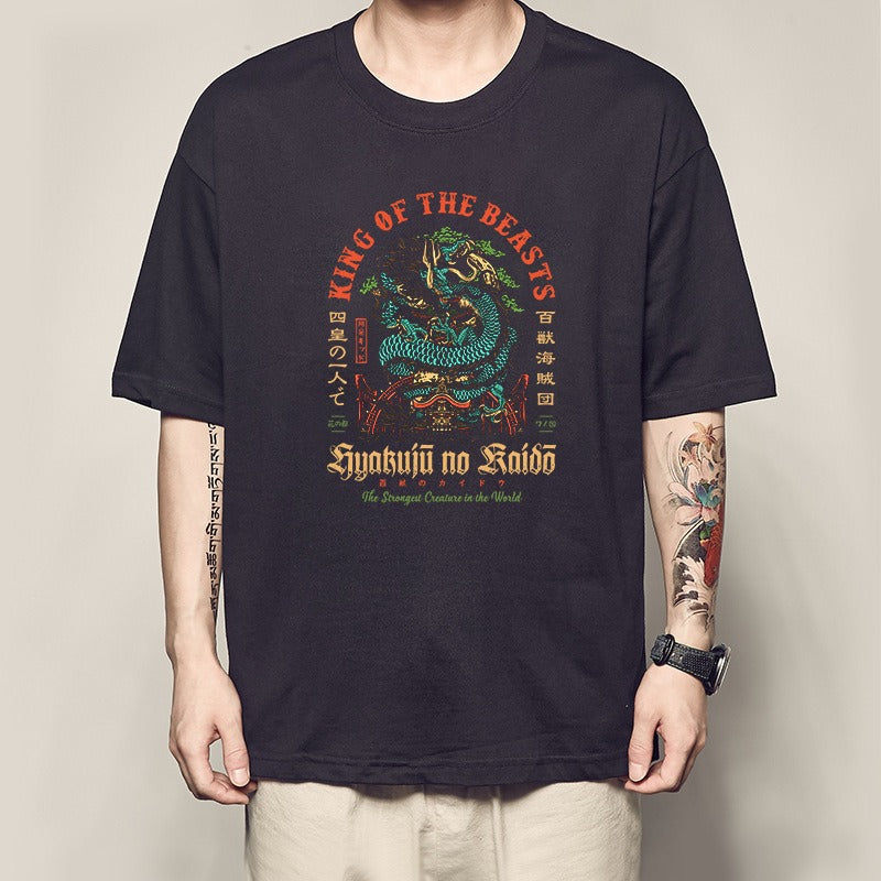 One Piece King Printed T-shirt Light Moon Oda Short Sleeves and Country of Warcraft Kai Duo Anime Surrounding Short Sleeves