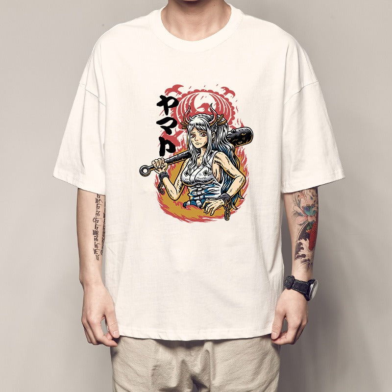 One Piece King Printed T-shirt Light Moon Oda Short Sleeves and Country of Warcraft Kai Duo Anime Surrounding Short Sleeves