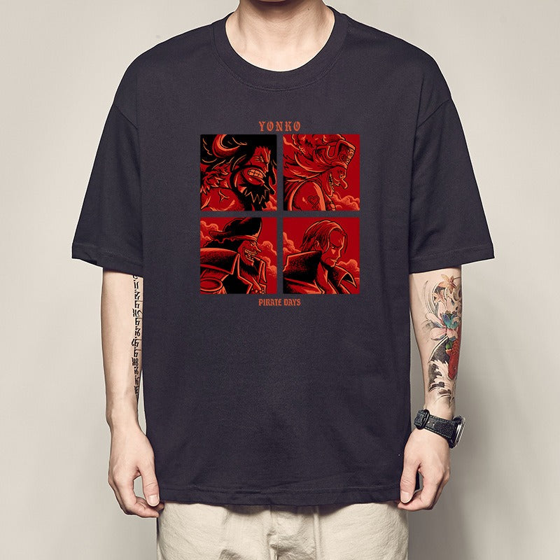 One Piece King Printed T-shirt Light Moon Oda Short Sleeves and Country of Warcraft Kai Duo Anime Surrounding Short Sleeves