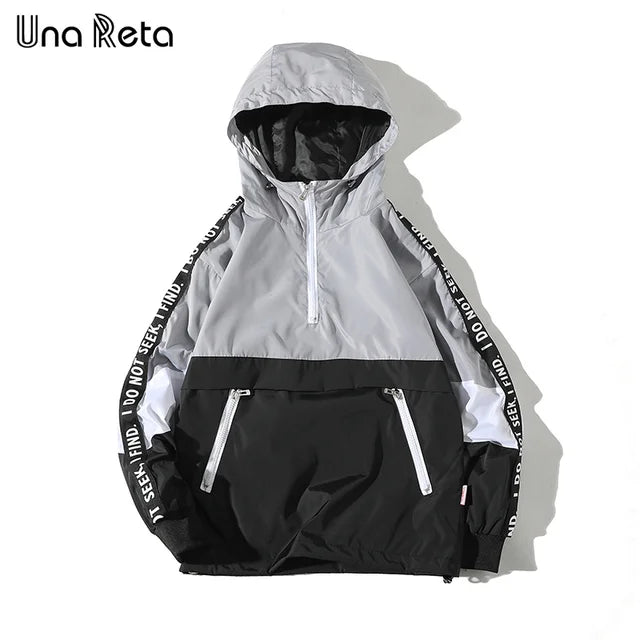 Hooded Jackets Men Block Pullover Jacket Fashion Tracksuit Coat Men Hip Hop Streetwear Jacket Men
